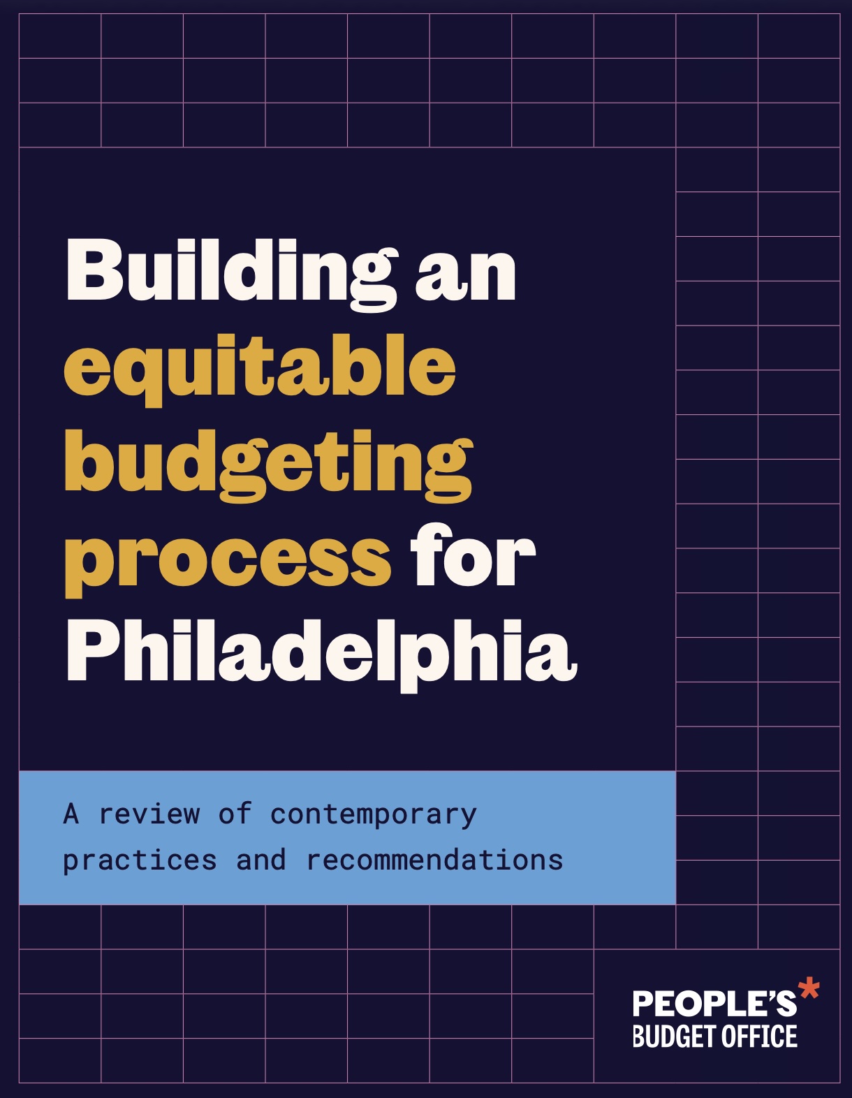 Cover of PBO report on equitable budgeting